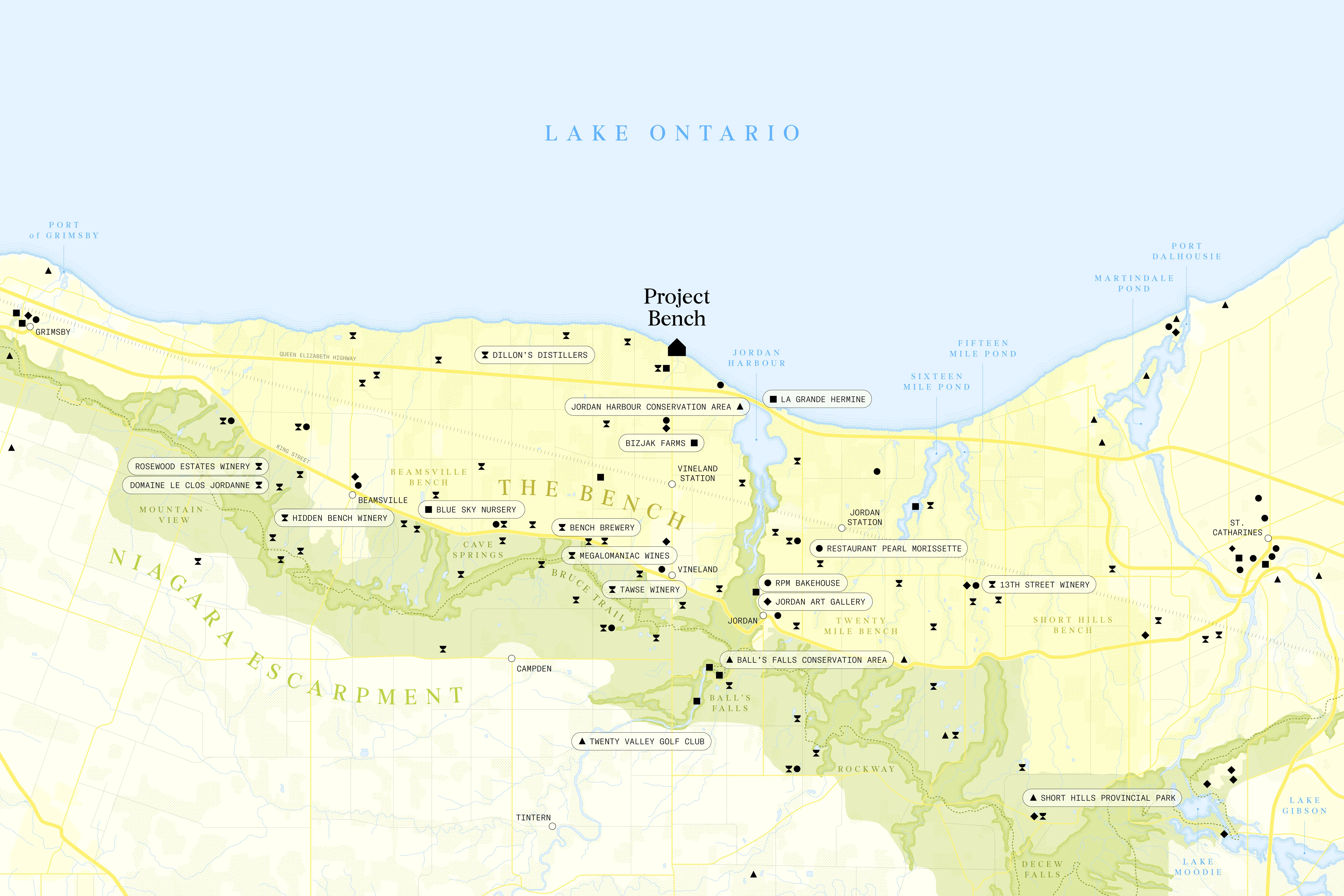 A map of the Niagara Benchlands region.